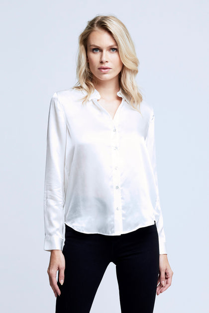 L'AGENCE Bianca Blouse in Pop Cobalt