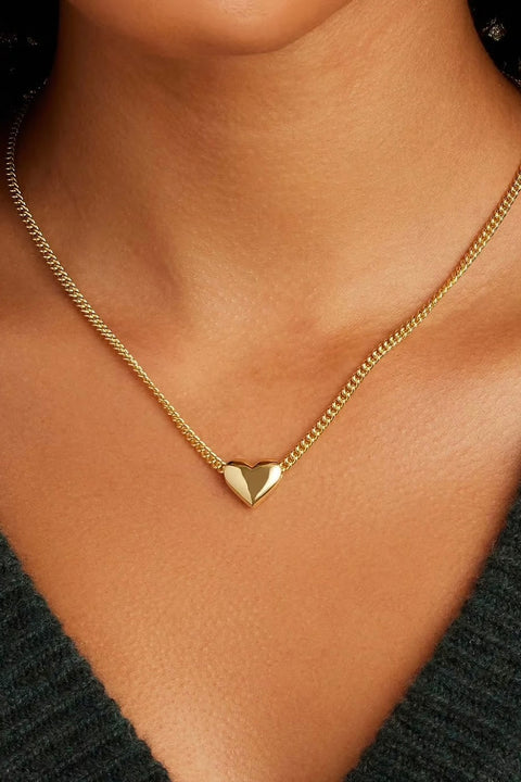 LOU HEART CHARM NECKLACE- GOLD