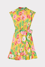 JOAN TULIP ROSETTE PLEATED DRESS