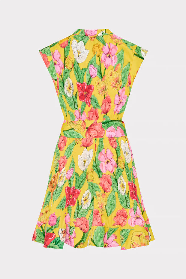 JOAN TULIP ROSETTE PLEATED DRESS