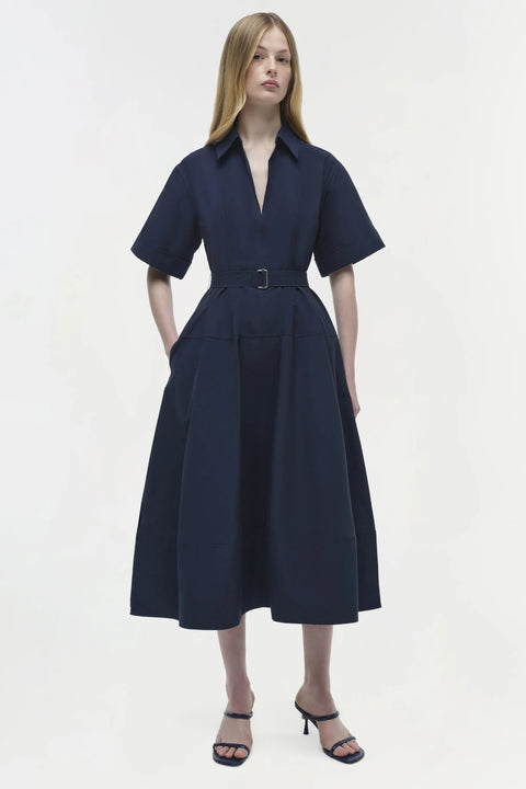 DEANNA S/S BELTED MIDI DRESS