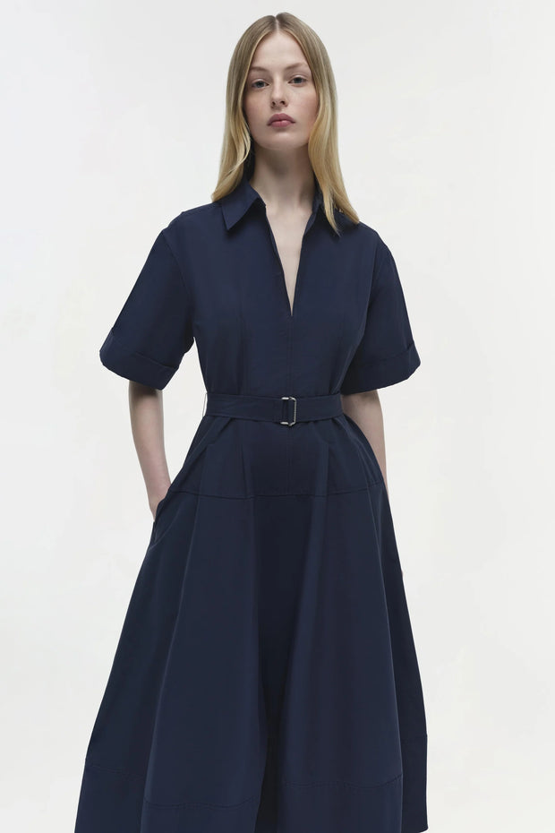 DEANNA S/S BELTED MIDI DRESS