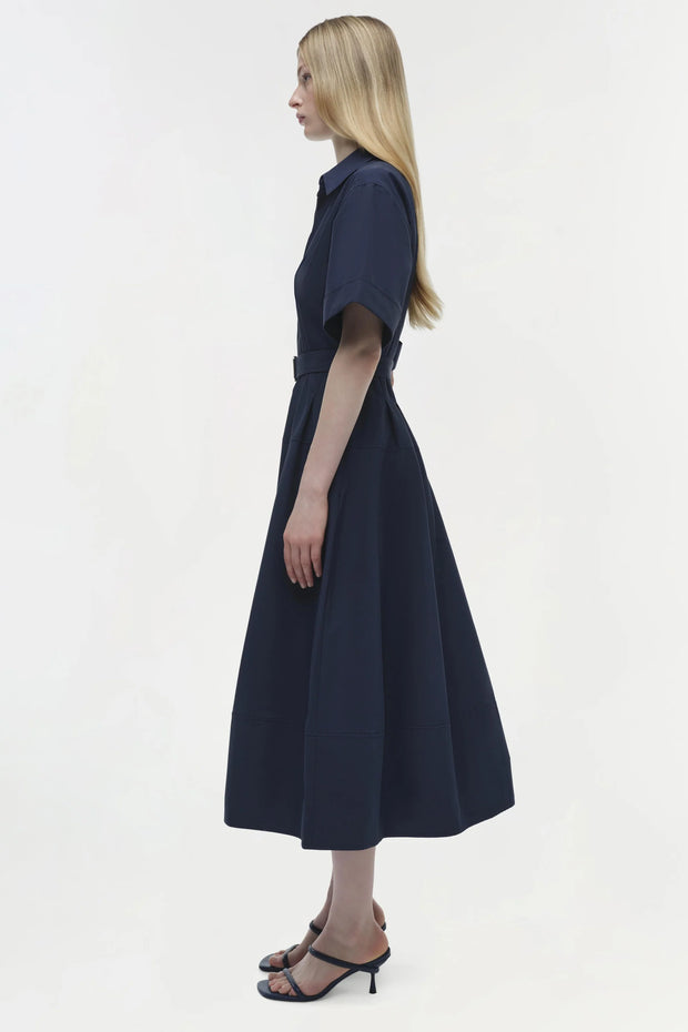 DEANNA S/S BELTED MIDI DRESS