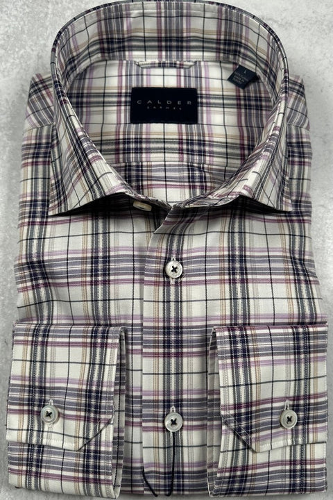 LUXURY TWILL PLAID WINDOWPANE SHIRT (43386-509)