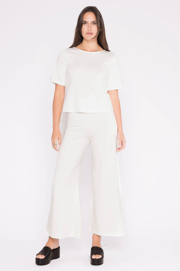 CROPPED PONTE KNIT WIDE LEG PANT