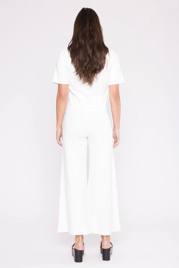 CROPPED PONTE KNIT WIDE LEG PANT