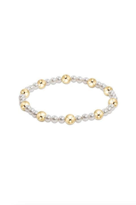 PEARL SINCERITY PATTERN 4MM BEAD BRACELET- 6MM GOLD