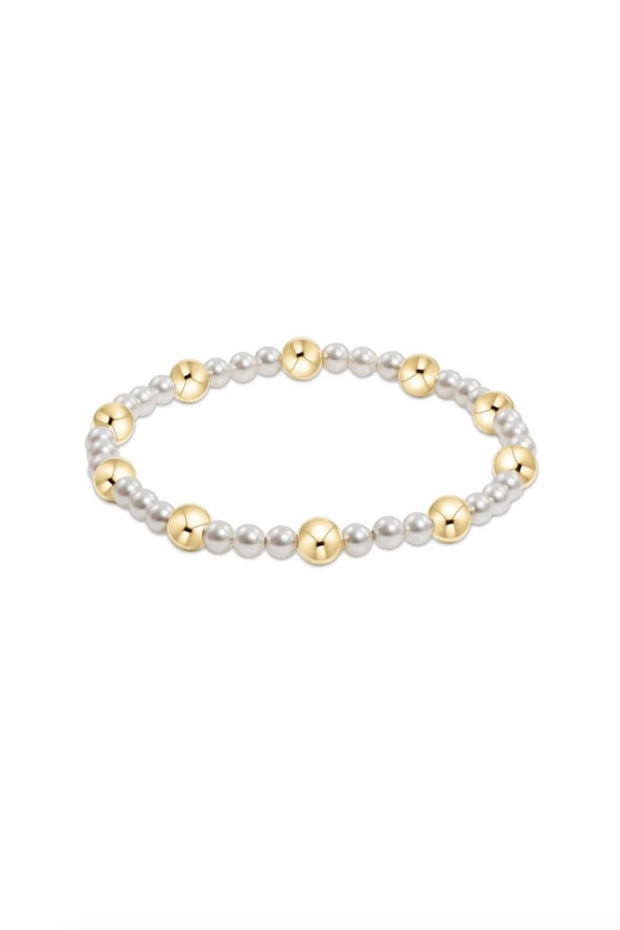 PEARL SINCERITY PATTERN 4MM BEAD BRACELET- 6MM GOLD