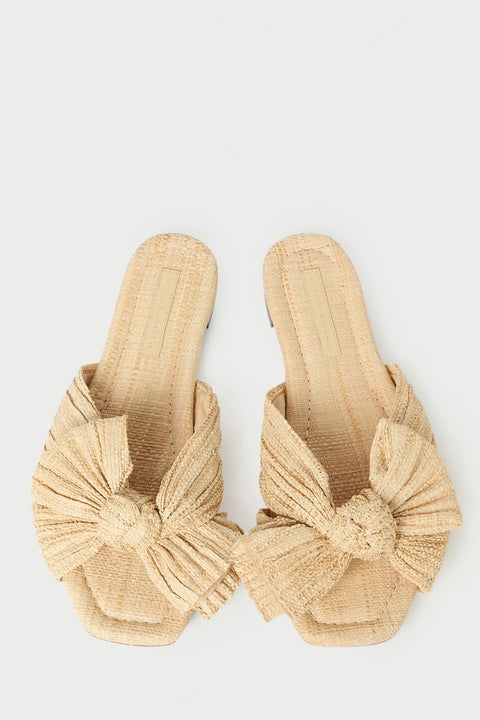 DAPHNE PLEATED STRAW BOW SLIDE