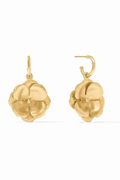 BLOOM HOOP & CHARM EARRINGS- GLD