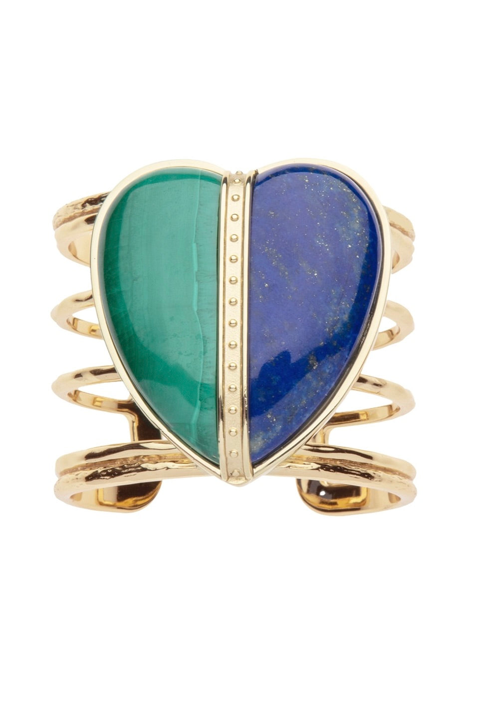 LOVE SPLIT CARRY YOUR HEART CUFF- LAPIS/MALACHITE