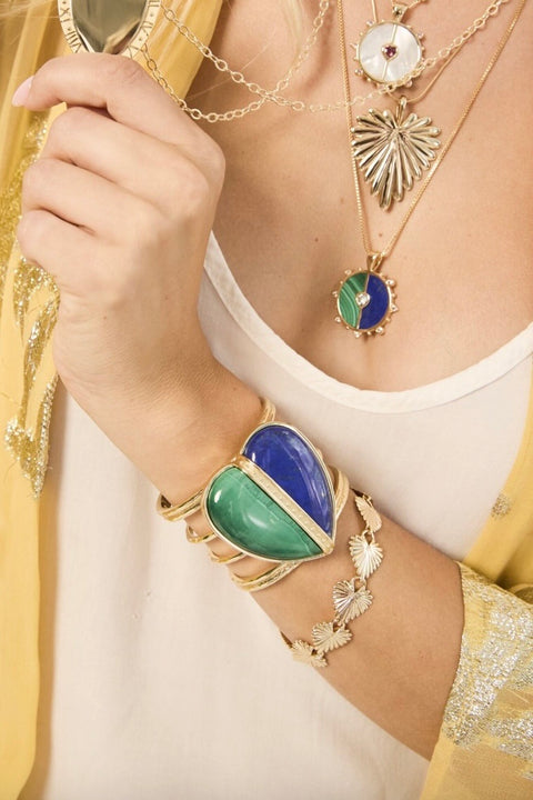 LOVE SPLIT CARRY YOUR HEART CUFF- LAPIS/MALACHITE