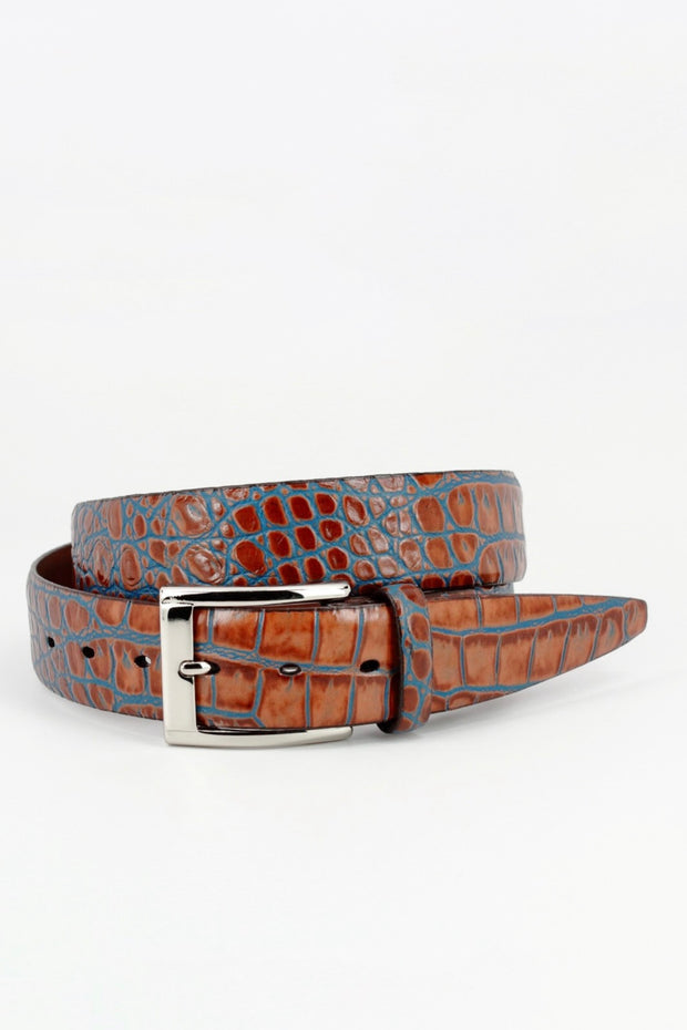 BI-COLOR CROC EMBOSSED BELT (52903)