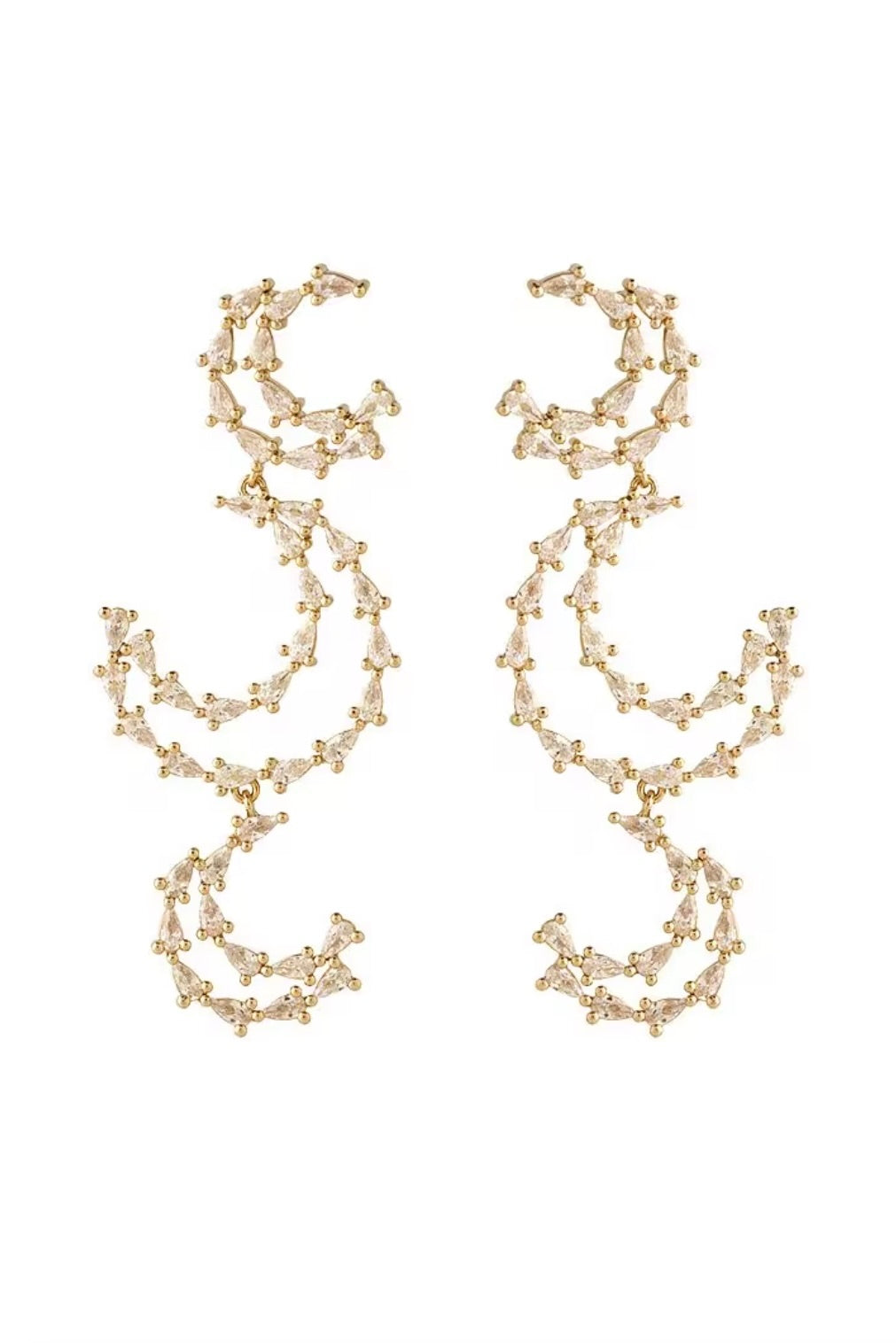 BRYANT TRIPLE DROP EARRINGS GOLD/CLEAR