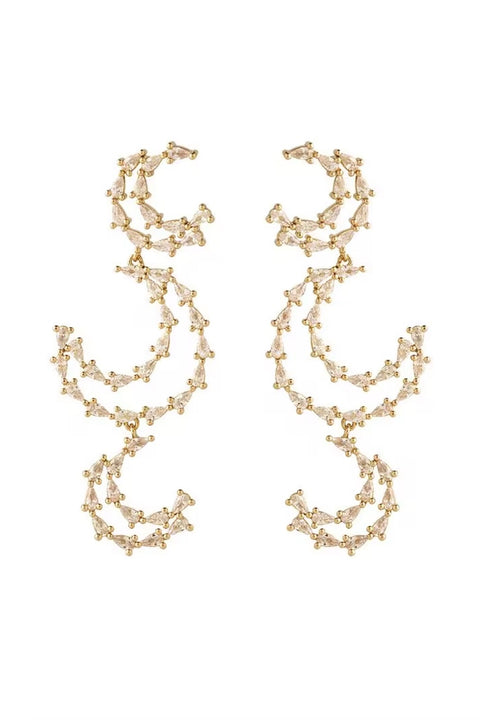 BRYANT TRIPLE DROP EARRINGS GOLD/CLEAR