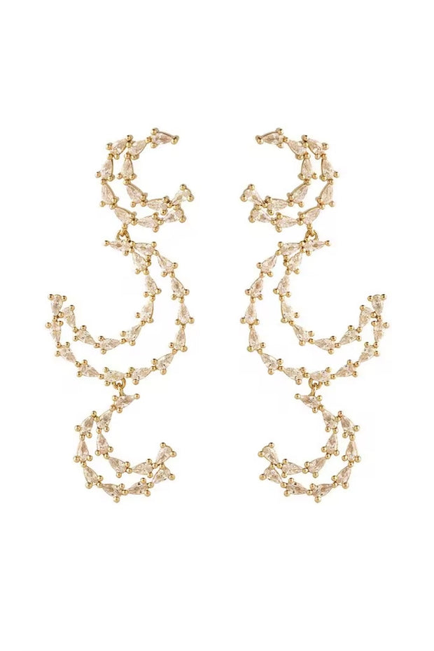 BRYANT TRIPLE DROP EARRINGS GOLD/CLEAR