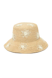 CROCHET RAFFIA BUCKET HAT W/SUNS