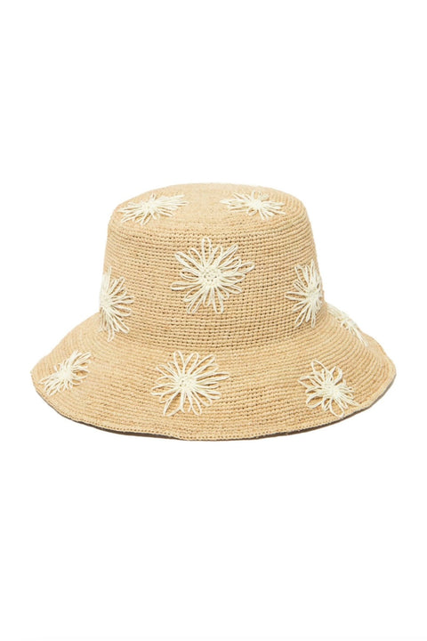 CROCHET RAFFIA BUCKET HAT W/SUNS