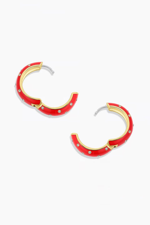 NOEL ENAMEL SHIMMER HOOPS- RED/GLD