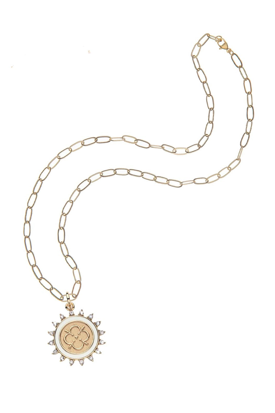 LOVE PETITE EMBELLISHED COIN NECKLACE- SATELLITE CHAIN