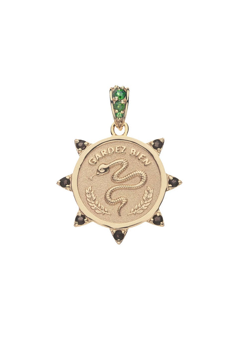 PROTECT PETITE EMBELLISHED SNAKE COIN NECKLACE- ADJ DELICATE CHAIN