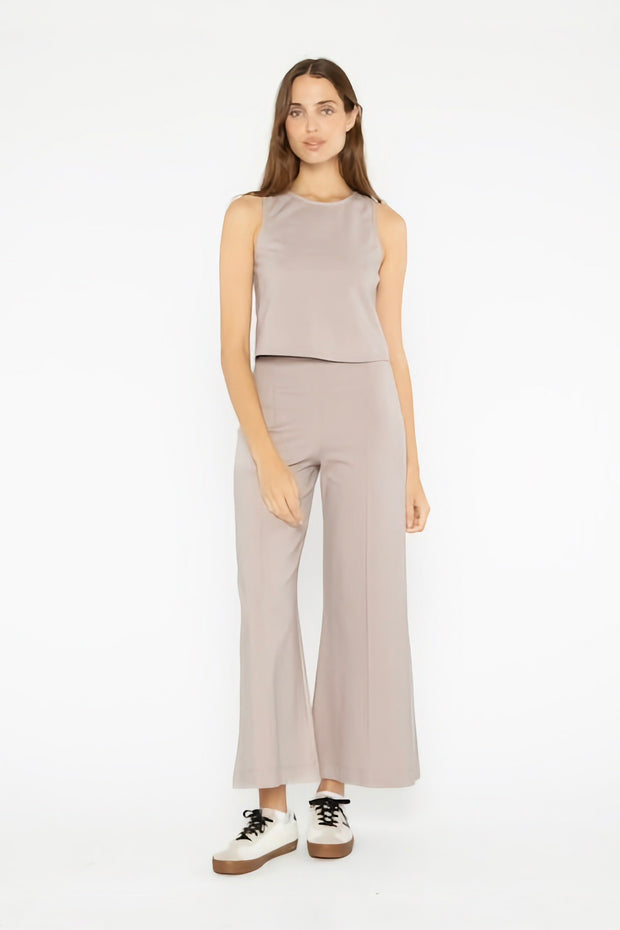 CROPPED PONTE KNIT WIDE LEG PANT