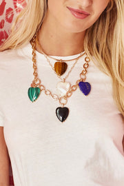 LOVE CARRY YOUR HEART ONYX PENDANT- DRAWN LINK CHAIN