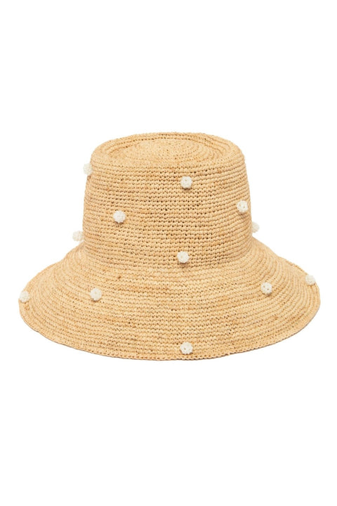 RAFFIA BELL HAT W/PEARLS