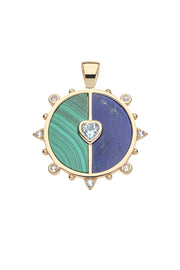 ALL MY LOVE HEART PENDANT MALACHITE/LAPIS- SATELLITE CHAIN