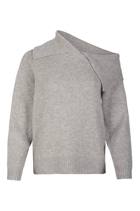 LUXE CASHMERE COLLARED ASYM SWEATER