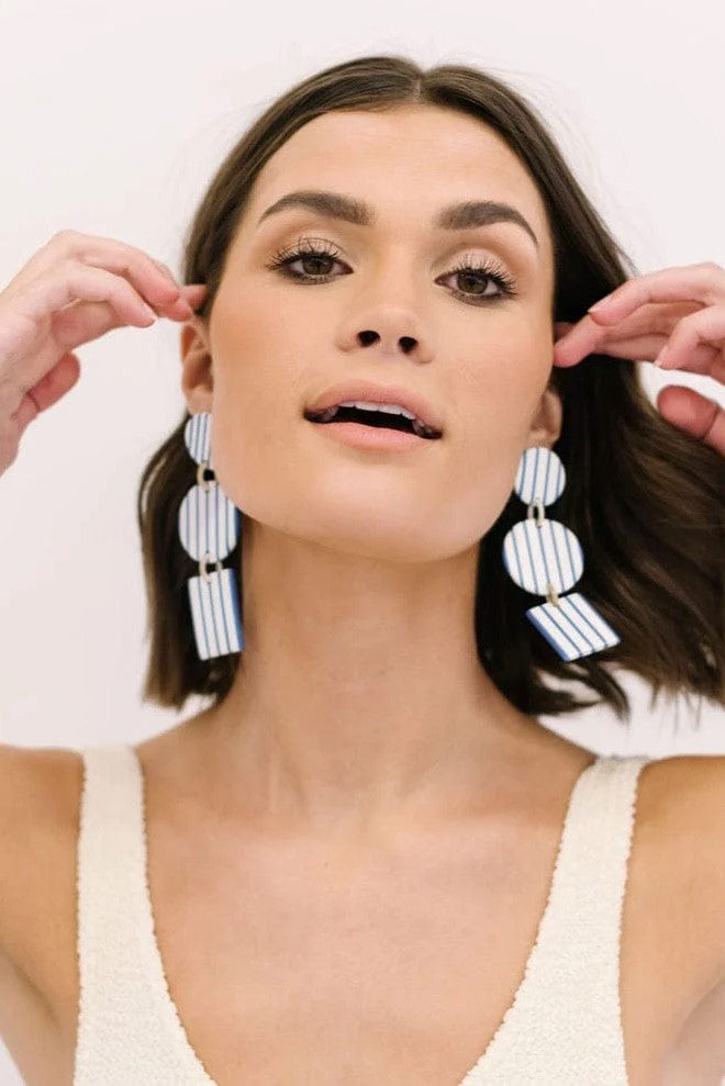 BLUE STRIPE HARBOR EARRINGS