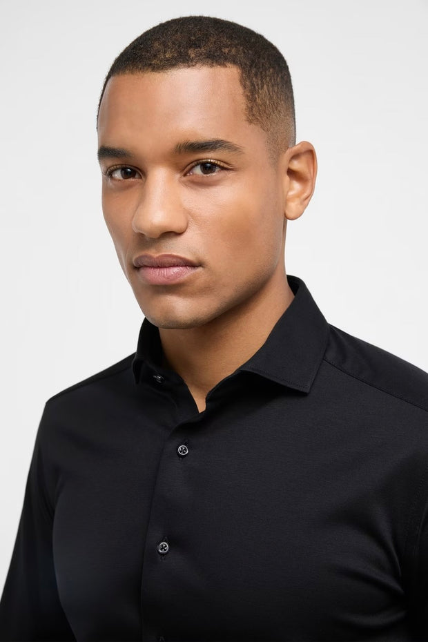 JERSEY SHIRT SLIM FIT CUTAWAY COLLAR BLK