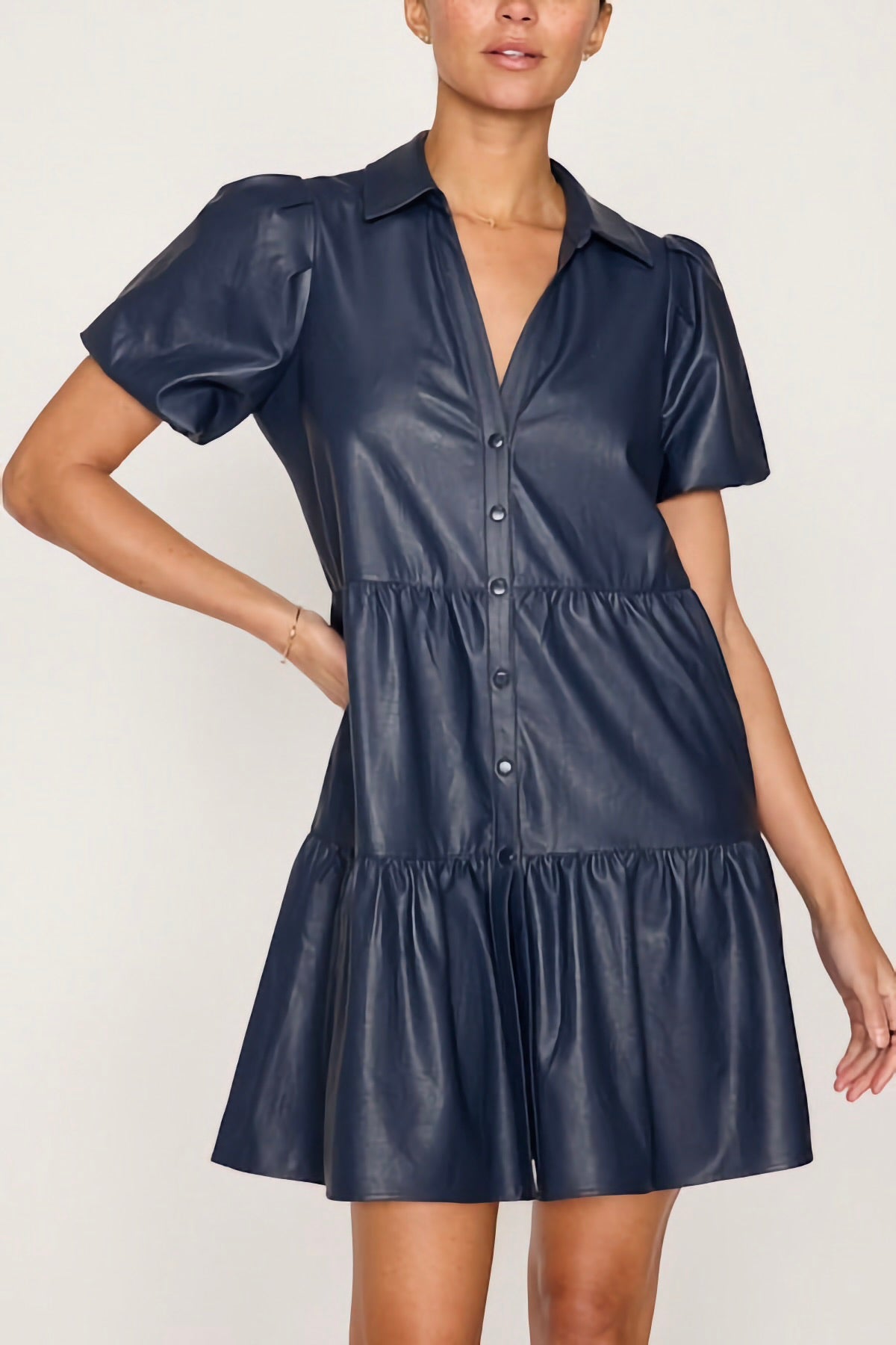 HAVANA VEGAN LEATHER MINI DRESS