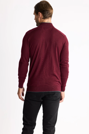 ENGLISH RIB ZIP MOCK SWEATER  BORDO