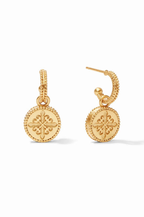 FLEUR DE LIS HOOP & CHARM EARRING