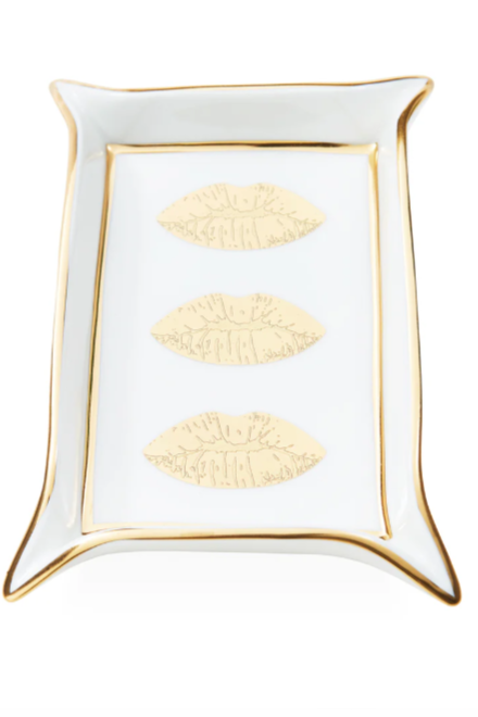 LIPS VALET TRAY-WHITE/GOLD