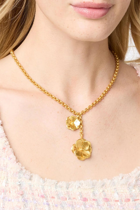 BLOOM LARIAT NECKLACE- GLD