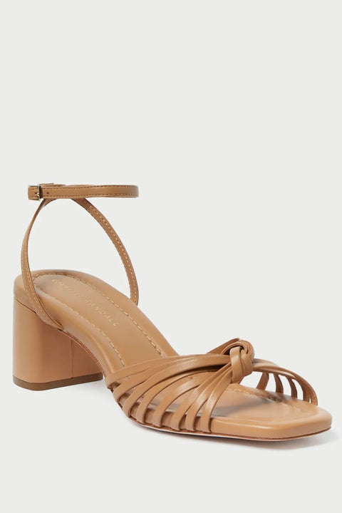 OLIVIA LEATHER KNOT MID HEEL SANDAL