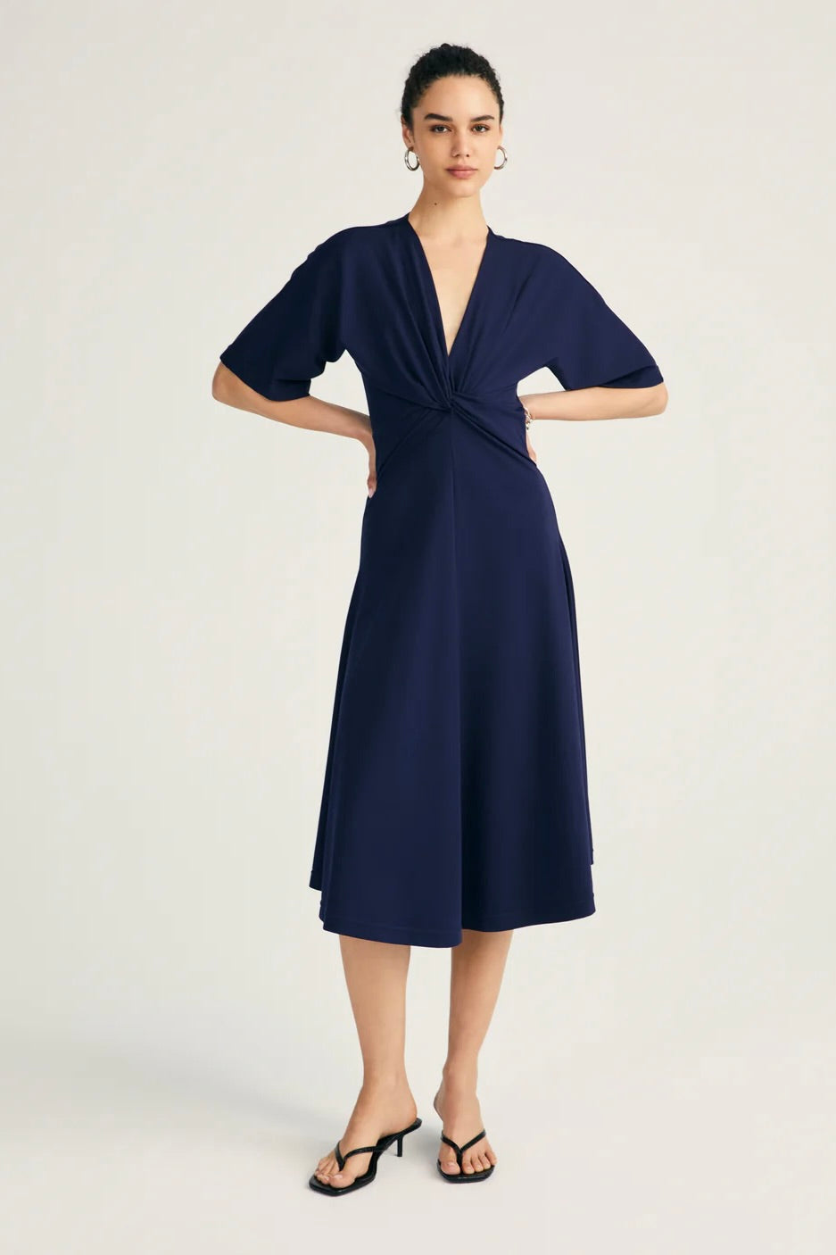 LORRAINE TWIST FRONT MIDI DRESS