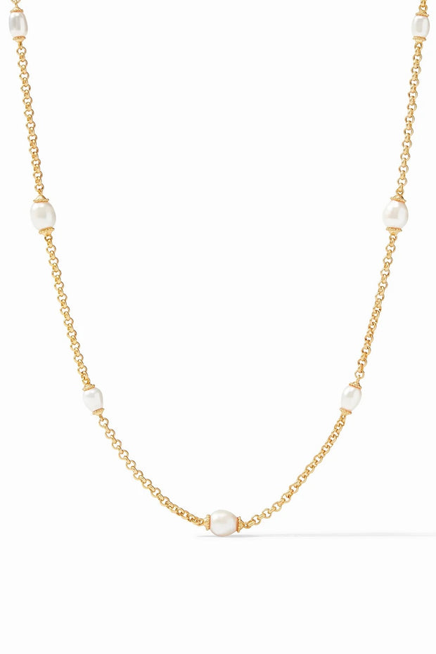 MARBELLA STATION NECKLACE- GLD/PEARL