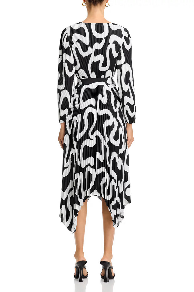 LIORA INK SWIRL PLEATED DRESS