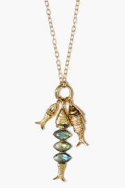 NECKLACE W/LABRADORITE FISH CHARM (NGZ-15359)