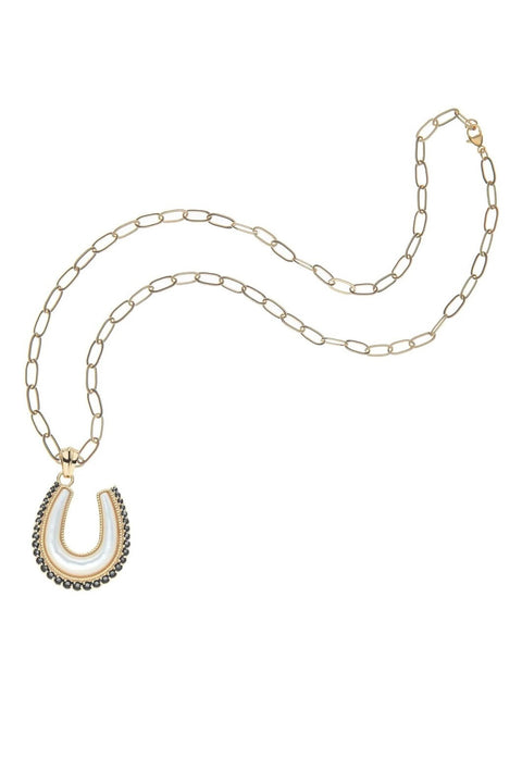 LUCKY MOP HORSESHOE PENDANT- DRAWN LINK CHAIN