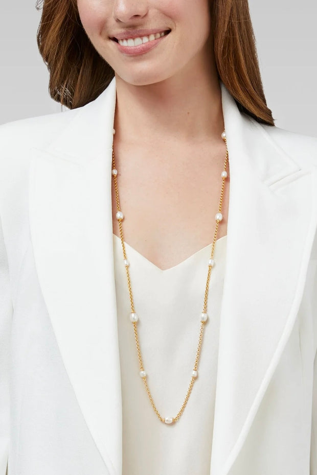 MARBELLA STATION NECKLACE- GLD/PEARL