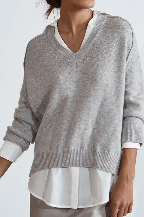 V-NECK LAYERED PULLOVER