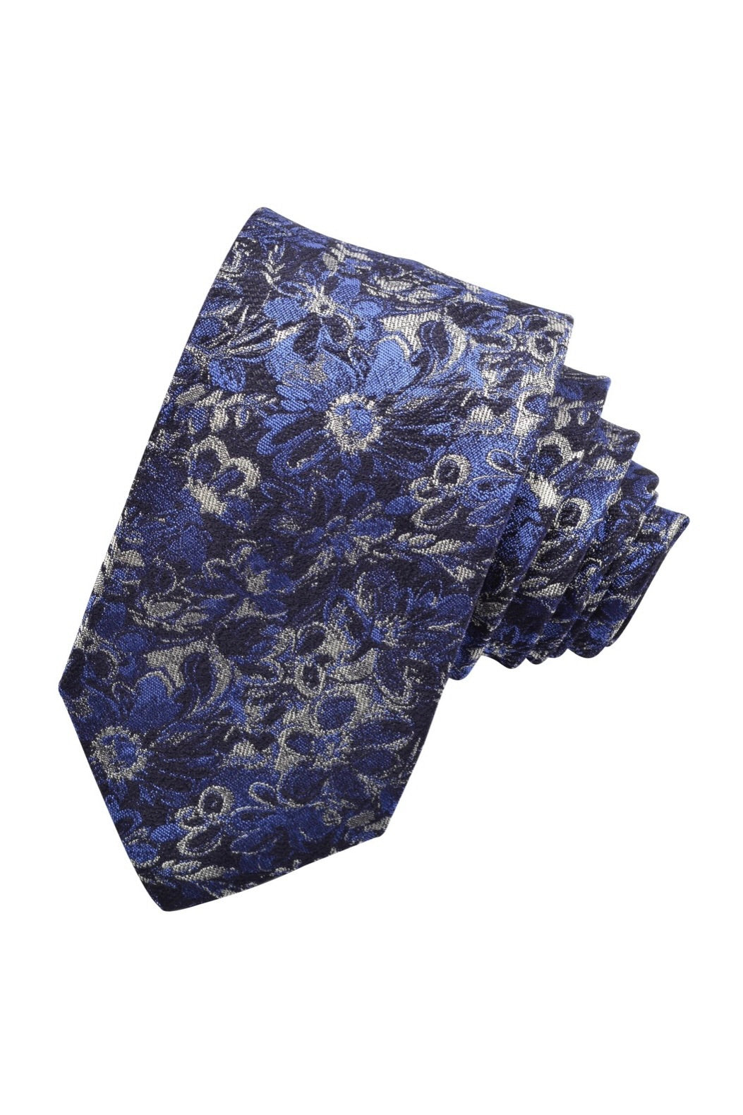 ITALIAN SILK FLORAL TIE FRENCH BLUE (OS)