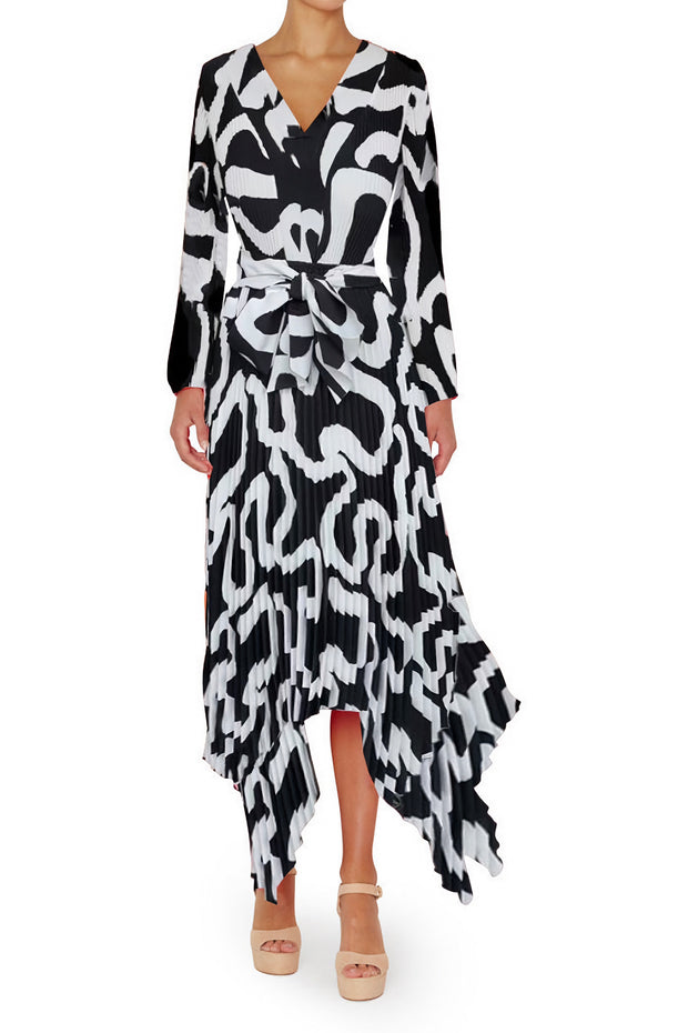 LIORA INK SWIRL PLEATED DRESS