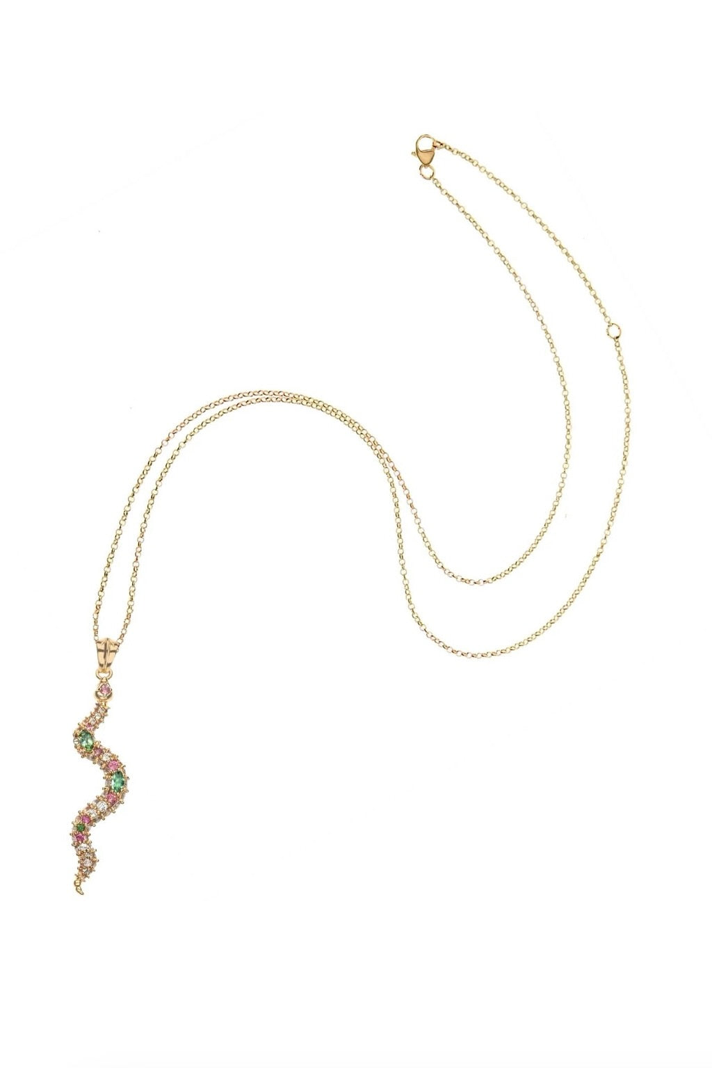 PROTECT EMBELLISHED SNAKE PENDANT GRN- ADJ DELICATE CHAIN