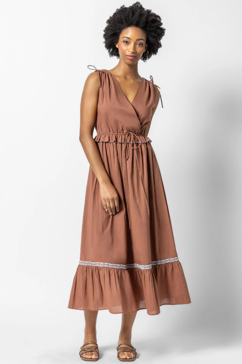 GATHERED WAIST V-NECK DRESS (PA2555)