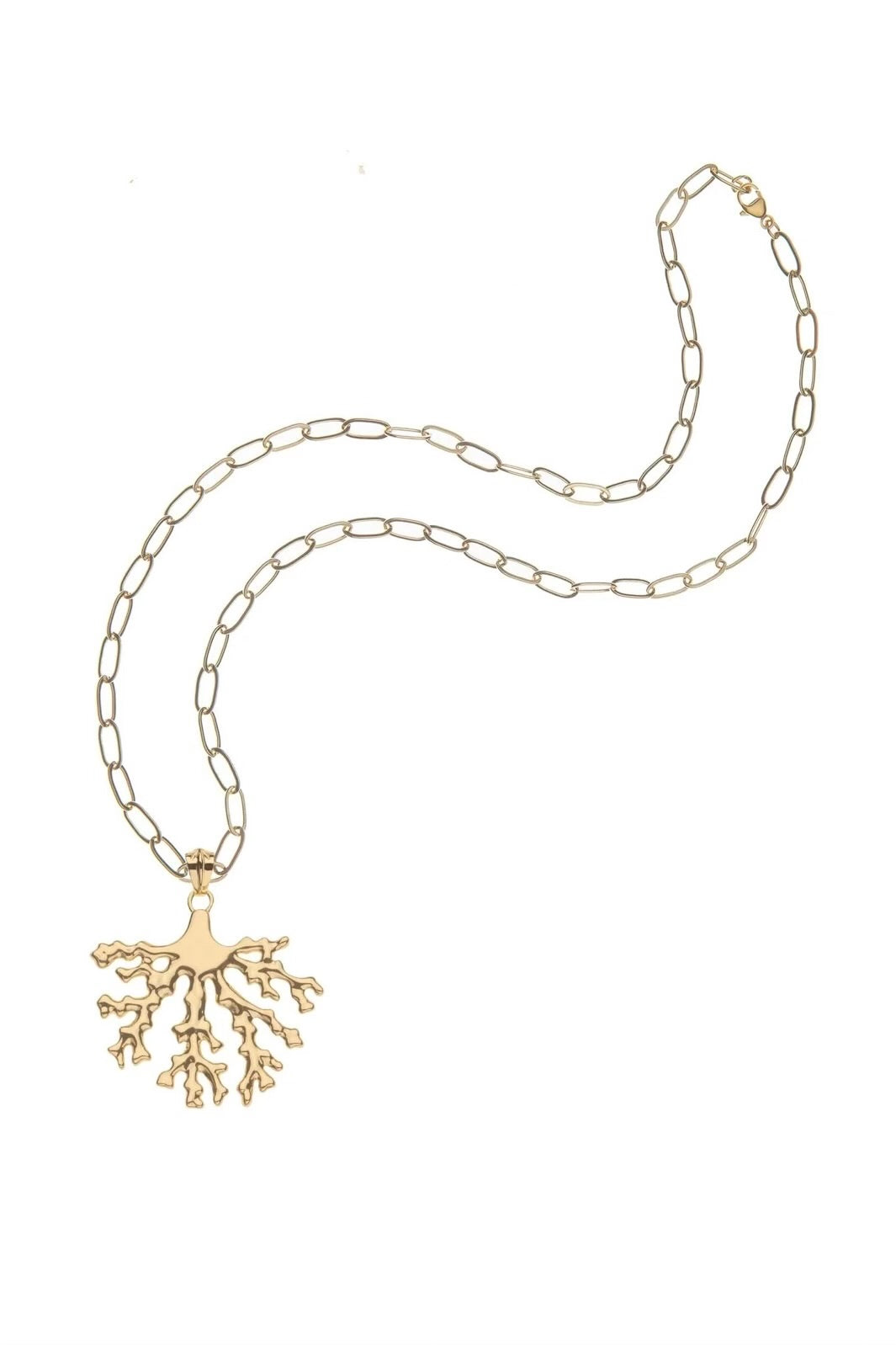 STRONG CORAL PENDANT- DRAWN LINK CHAIN